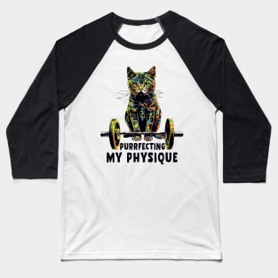Gym, Workout or Fitness Gift Funny Cat in a Gym Baseball T-Shirt